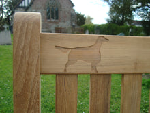 Load image into Gallery viewer, English setter silhouette carved into wood on memorial bench - 4mb2286
