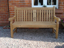 Load image into Gallery viewer, 2013-04-30-Kenilworth bench 5ft with central panel in teak wood-2343