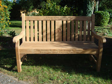 Load image into Gallery viewer, 2013-10-09-Kenilworth bench 5ft with central panel in teak wood-2653