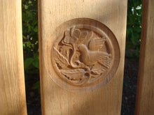 Load image into Gallery viewer, 3d bird flower wood carving into memorial bench - 4mb2653