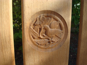 3d bird flower wood carving into memorial bench - 4mb2653
