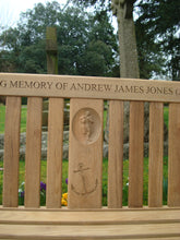 Load image into Gallery viewer, 2014-03-06-Kenilworth bench 6ft with central panel in teak wood-2867