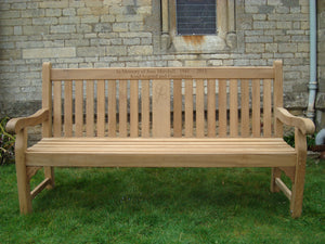 Kenilworth Memorial Bench 6ft with panel in FSC Certified Teak Wood