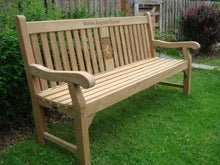 Load image into Gallery viewer, 2014-06-05-Kenilworth bench 6ft with central panel in teak wood-2977