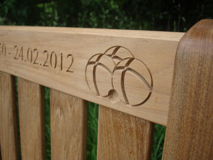French "boules" carved into wood on memorial bench - 4mb1850