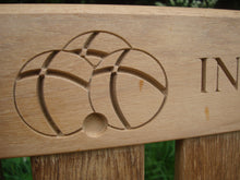 Load image into Gallery viewer, French &quot;boules&quot; carved into wood on memorial bench - 4mb1850