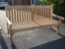 Load image into Gallery viewer, 2014-09-30-Kenilworth bench 6ft with central panel in teak wood-3283