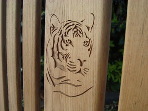 memorial bench with tiger carved into wood-4mb3286