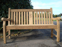 Load image into Gallery viewer, memorial bench with tiger carved into wood-4mb3286