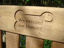 Load image into Gallery viewer, memorial bench with dogs bone carved into wood - 4mb3659