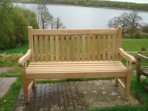 memorial bench with heart symbol carved into the wood - 4mb3654