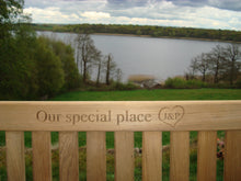Load image into Gallery viewer, memorial bench with heart symbol carved into the wood - 4mb3654