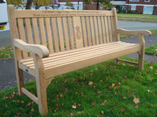 Load image into Gallery viewer, Kenilworth Memorial Bench 6ft with panel in FSC Certified Teak Wood