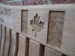 memorial bench with the flag of Canada carved into wood - 4mb4045