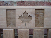 Load image into Gallery viewer, memorial bench with the flag of Canada carved into wood - 4mb4045
