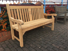 Load image into Gallery viewer, 2015-12-9-Kenilworth bench 5ft with central panel in teak wood-4085