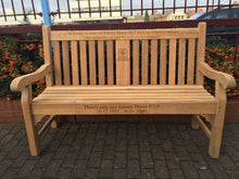 Load image into Gallery viewer, 2015-12-9-Kenilworth bench 5ft with central panel in teak wood-4085