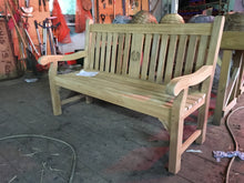 Load image into Gallery viewer, 2016-01-27-Kenilworth bench 5ft with central panel in teak wood-4118