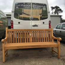 Load image into Gallery viewer, 2016-02-1-Kenilworth bench 6ft with central panel in teak wood-4097