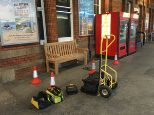 Bench installation with anchors to tarmac