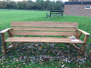 Rustic Memorial Bench 7ft2 in Oak wood