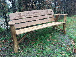 Rustic Memorial Bench 5ft6 in Oak wood