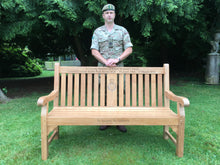 Load image into Gallery viewer, 2018-05-23-Kenilworth bench 5ft with central panel in teak wood-5437
