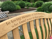 Load image into Gallery viewer, Turnberry Memorial Bench 4ft in FSC Certified Roble wood