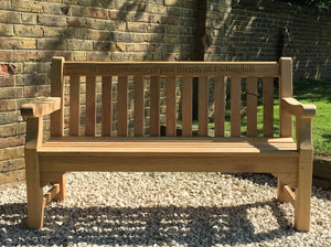 Royal Park Memorial Bench 5ft in FSC Certified Roble wood (Free 1 line engraving)