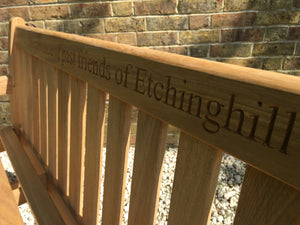 Royal Park Memorial Bench 5ft in FSC Certified Roble wood (Free 1 line engraving)