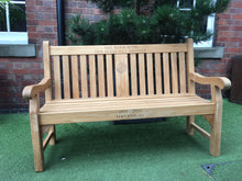 Load image into Gallery viewer, 2018-09-07-Kenilworth bench 5ft with central panel in teak wood-5636