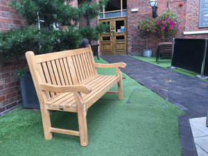 Kenilworth Memorial Bench 5ft with panel in FSC Certified Teak wood