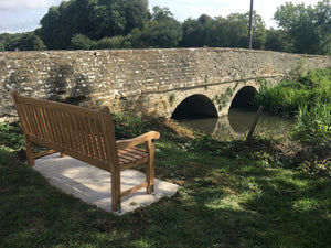 Bench installation with anchors to concrete