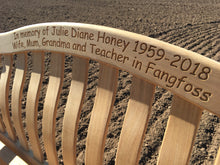 Load image into Gallery viewer, Turnberry Memorial Bench 4ft in FSC Certified Roble wood