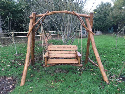 Rustic Memorial Swing Seat 4ft in Oak wood