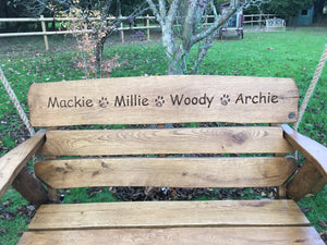 Rustic Memorial Swing Seat 4ft in Oak wood