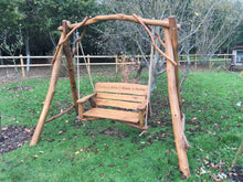 Load image into Gallery viewer, 2018-10-26-Rustic swing seat 4ft in oak wood-5674