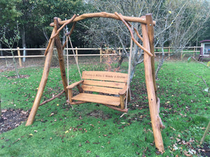 Rustic Memorial Swing Seat 4ft in Oak wood