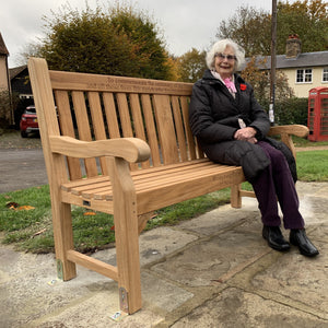 Kenilworth Memorial Bench 5ft with panel in FSC Certified Teak wood