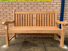 Load image into Gallery viewer, 2018-12-18-Kenilworth bench 5ft with central panel in teak wood-5703