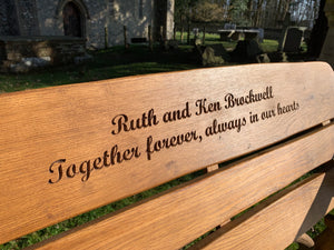 Rustic Memorial Bench 4ft in Oak wood