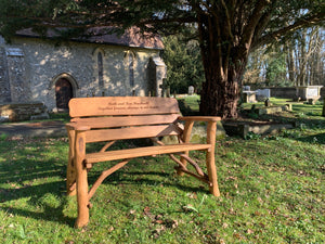 Rustic Memorial Bench 4ft in Oak wood