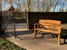 Load image into Gallery viewer, 2019-6-7-Rustic bench 4ft in oak wood-5745