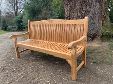 Load image into Gallery viewer, Racing car engraved on Windsor teak memorial bench