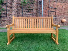 Load image into Gallery viewer, 2019-4-26-Kenilworth bench 6ft with central panel in teak wood-5756