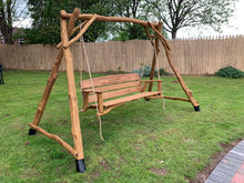 Load image into Gallery viewer, Rustic Memorial Swing Seat 5ft6 in Oak wood