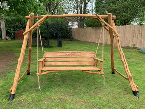 Rustic Memorial Swing Seat 5ft6 in Oak wood