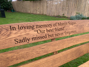 Rustic Memorial Swing Seat 5ft6 in Oak wood