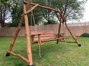 Rustic Memorial Swing Seat 5ft6 in Oak wood