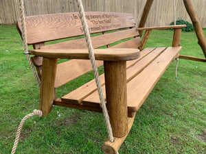 Rustic Memorial Swing Seat 5ft6 in Oak wood
